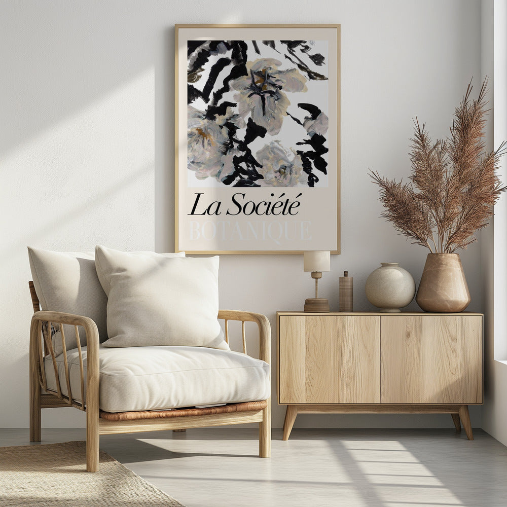La Société Botanique Balck and White and Cream Flowers 2 | Poster