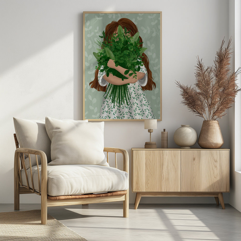 Mädchen mit Blumenstrauß | Poster