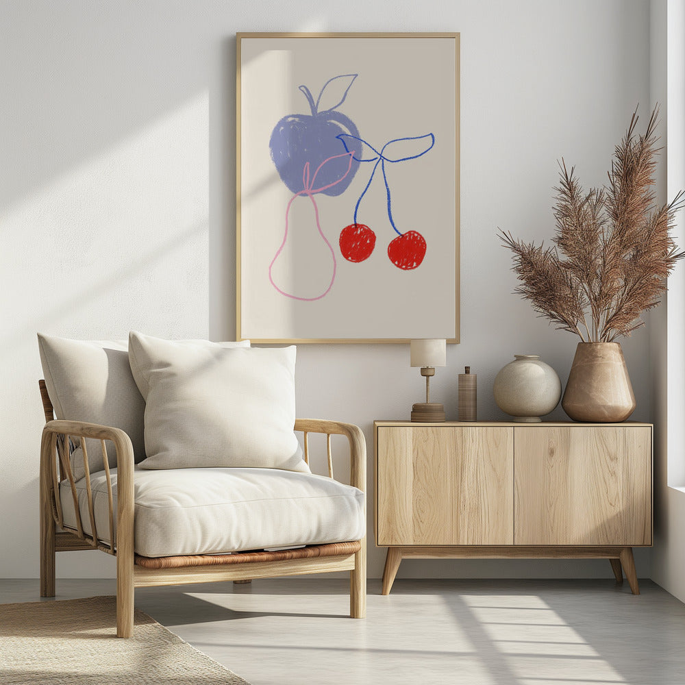 Apfel, Kirsche und Birne | Poster