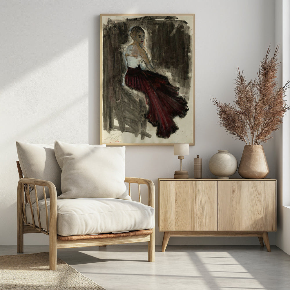 A Woman in a Red Flowing Skirt | Poster