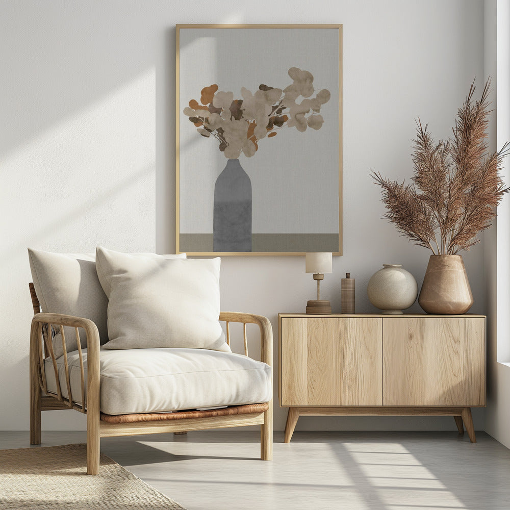 Rostbraune Trockenblumen in einer Vase auf dem Tisch 1 Jpg | Poster