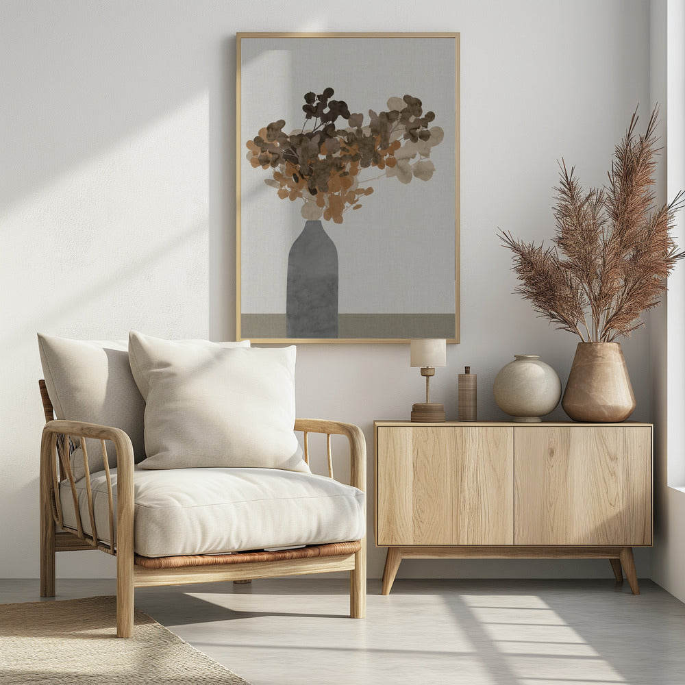 Rostbraune Trockenblumen in einer Vase auf Tisch 2 | Poster