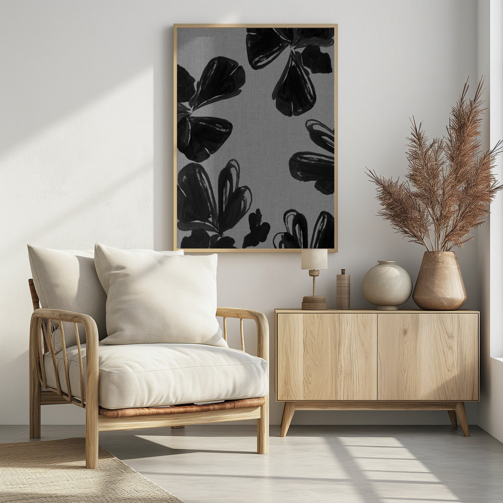 Schwarzes Blumenmuster 5 | Poster