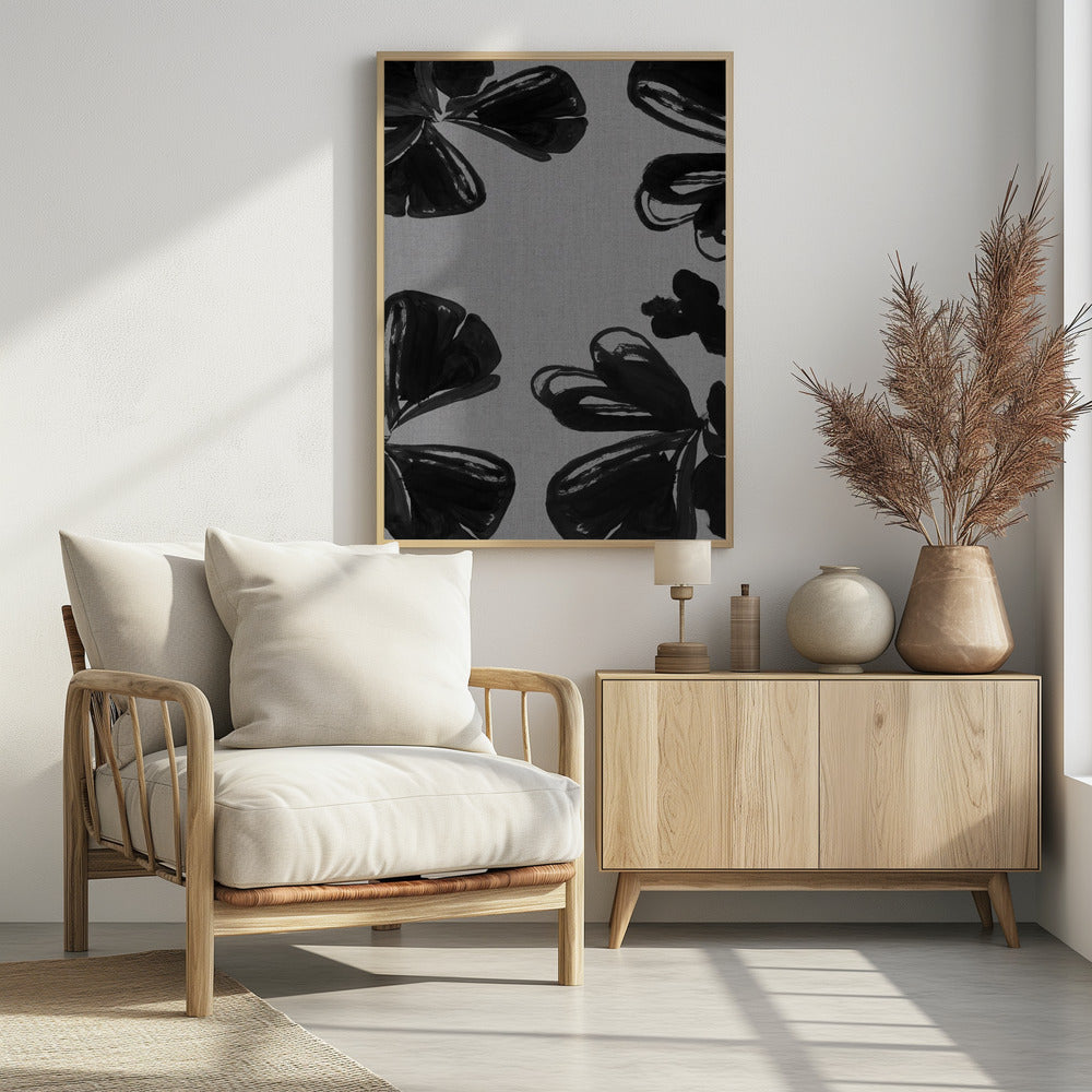 Schwarzes Blumenmuster 6 | Poster