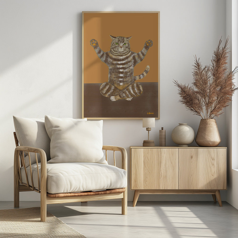 Yoga Katze Tan Hintergrund | Poster