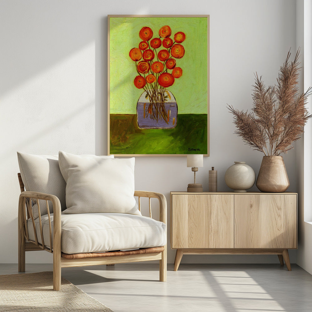 Mohnblumen in der Vase, helle Version | Poster