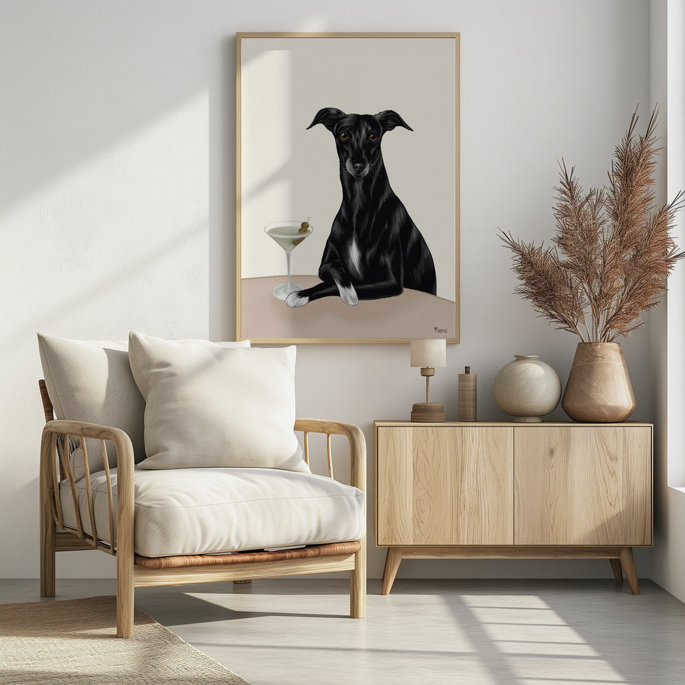 Edler Windhund mit Martini | Poster