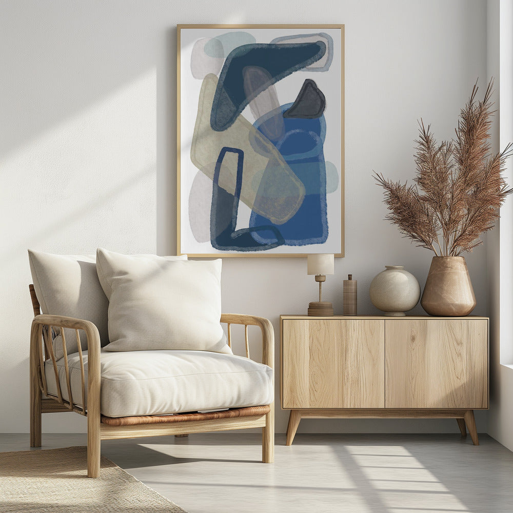 Blaues Abstraktes Poster