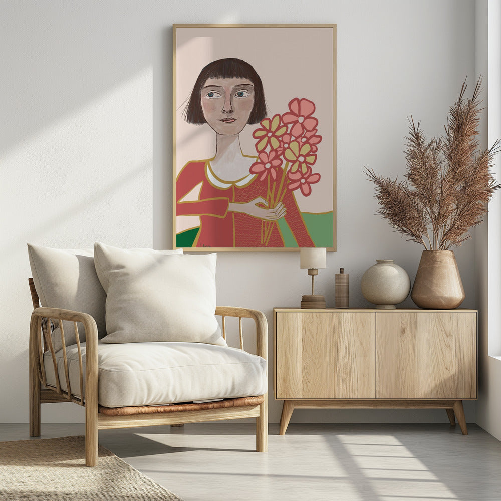 Frau mit Blumen | Poster