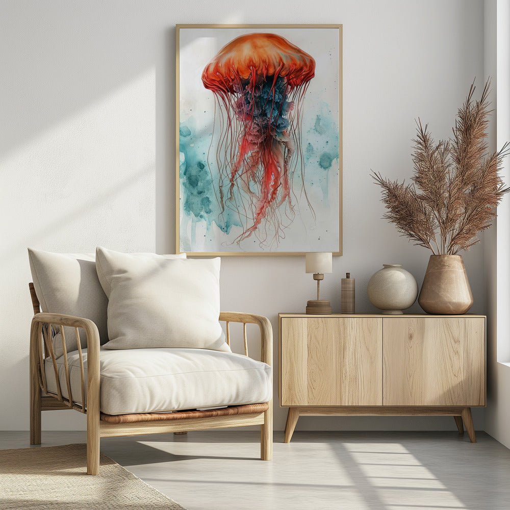 Tier Aquarell Kunst Medusa Meeresleben | Poster
