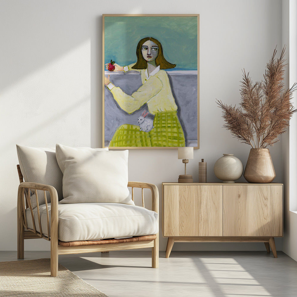 Sitzende Dame mit Kaninchen | Poster