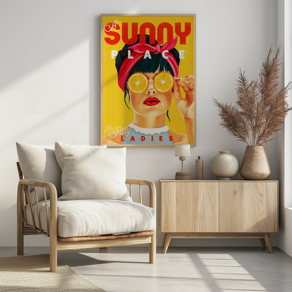 Ein sonniger Ort für schattige Damen Orange Pinup Art | Poster