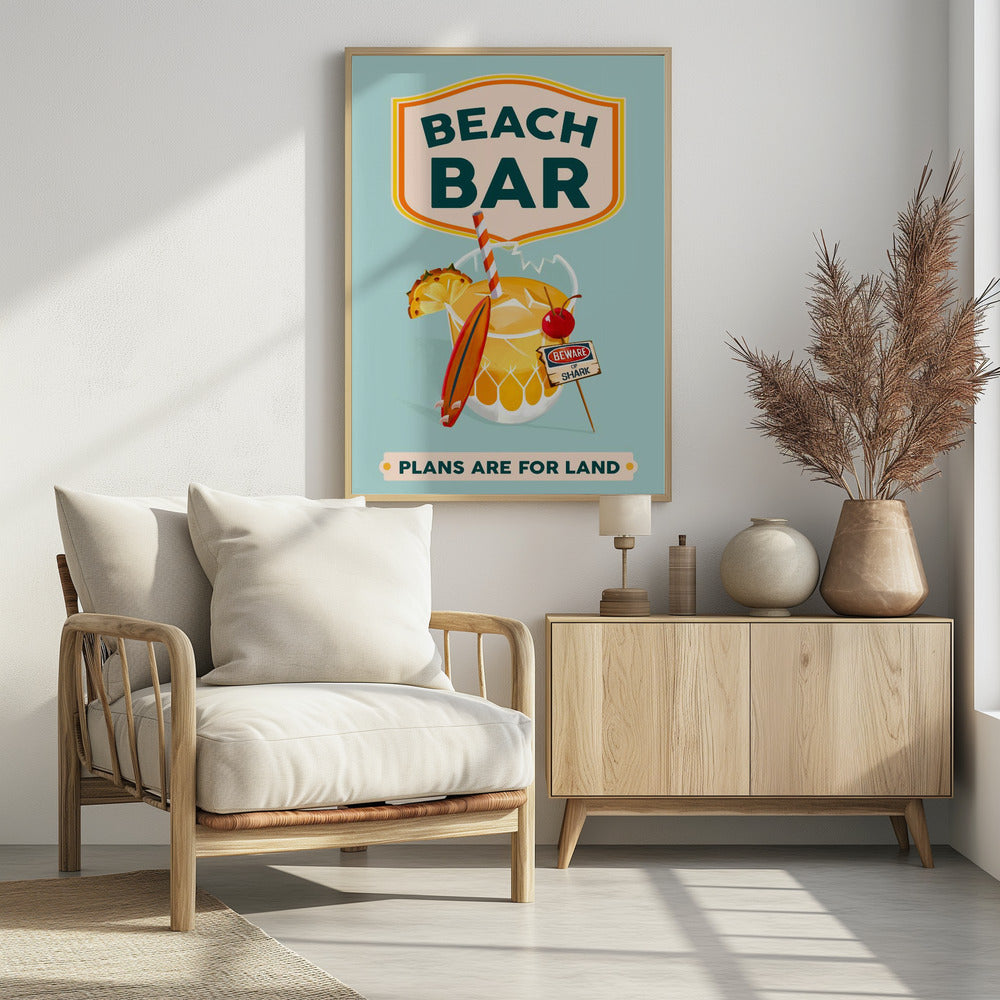 Strandbar Sommer Tropische Cocktailbar Kunst | Poster