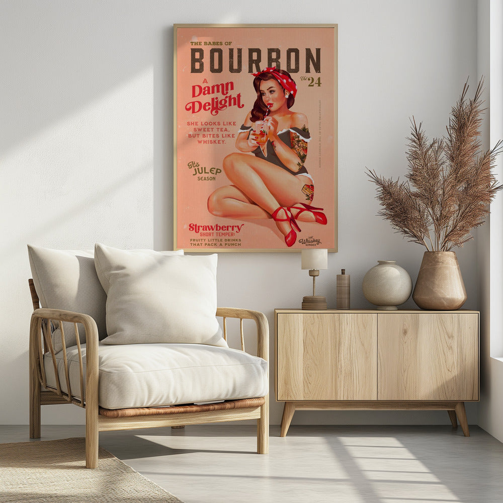 Bourbon Babes Vol 22 Vintage Pinup Girl trinkt einen Cocktail | Poster