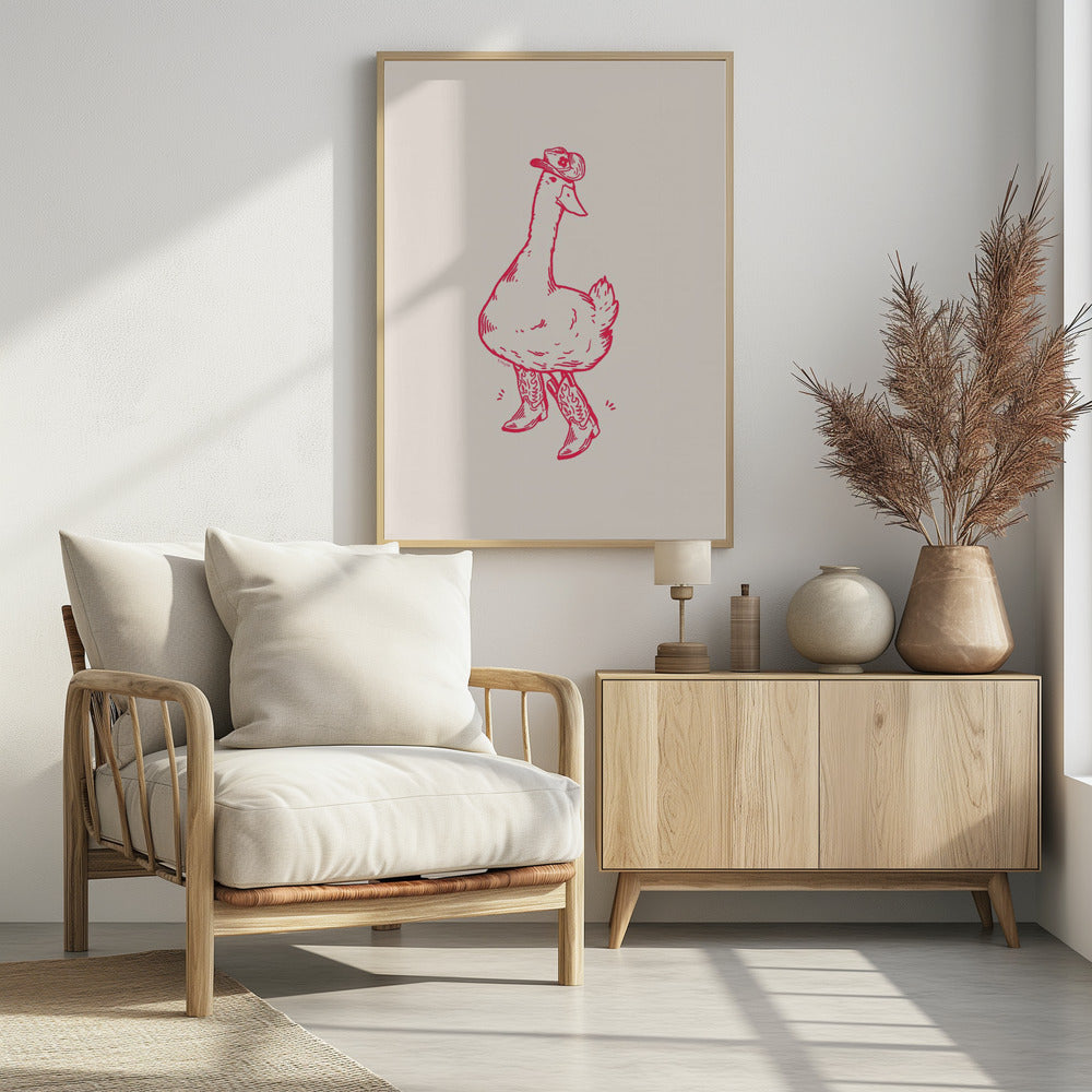 Ente in Westernstiefeln in Pink | Poster
