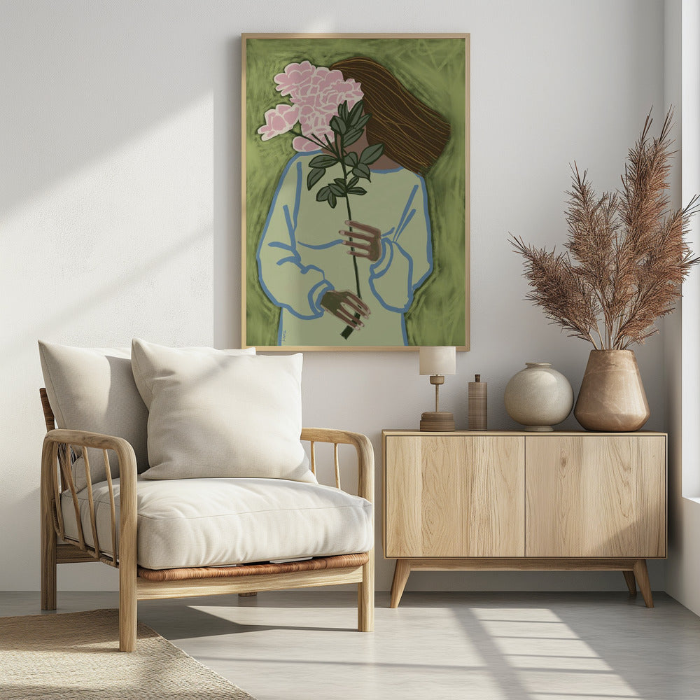 Dame mit Blumen | Poster