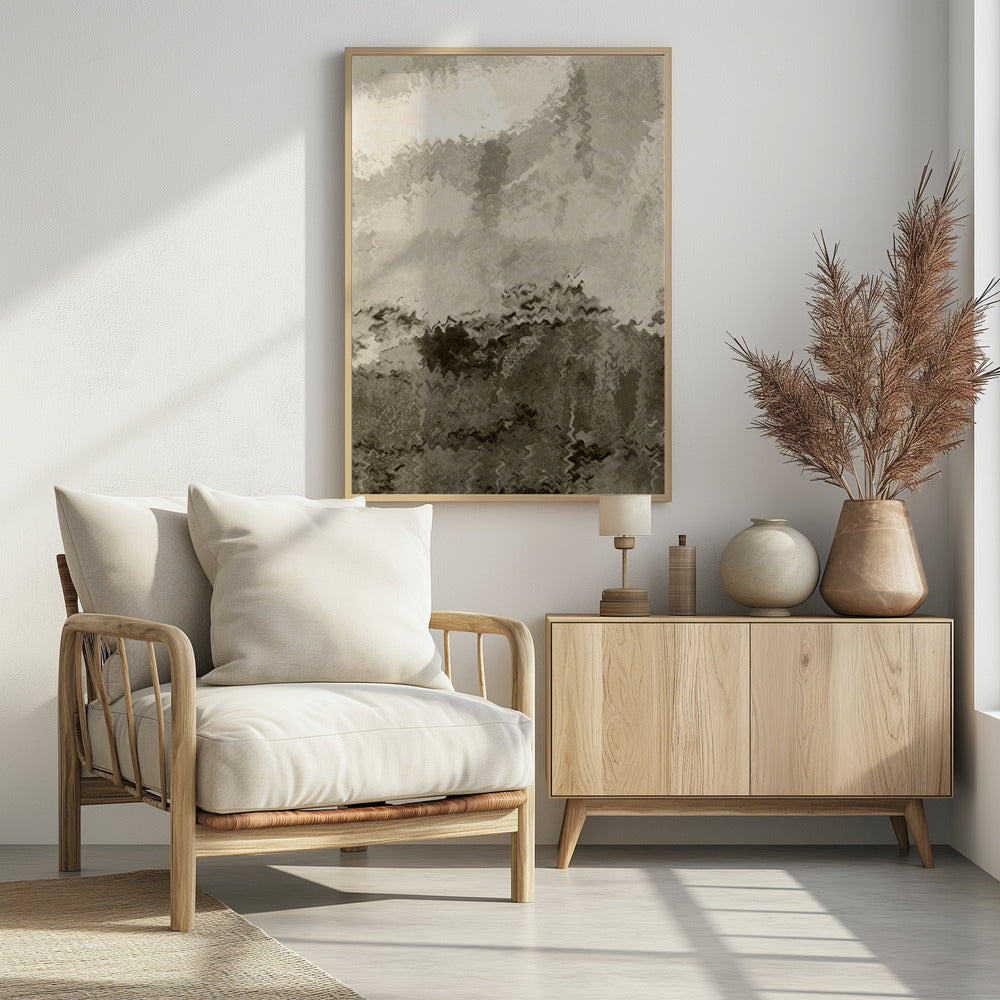 Über den Hügeln. Reflexionen. Abstrakte Landschaft in neutralen Farben Nr. 2 | Poster