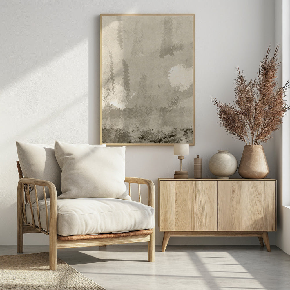 Two Moons. Reflections. Abstract Lanscape In Neutral Colors No.1 | Poster