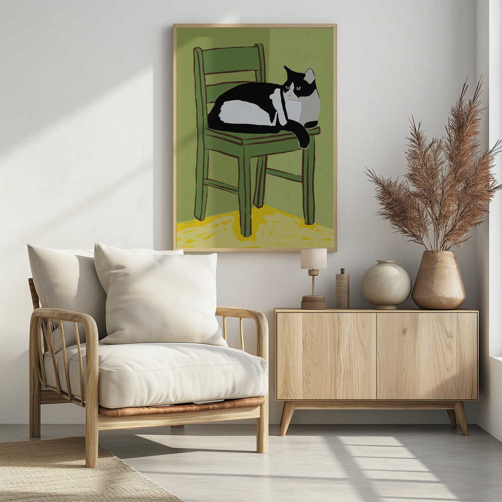 Smokingkatze sitzt auf Stuhl | Poster