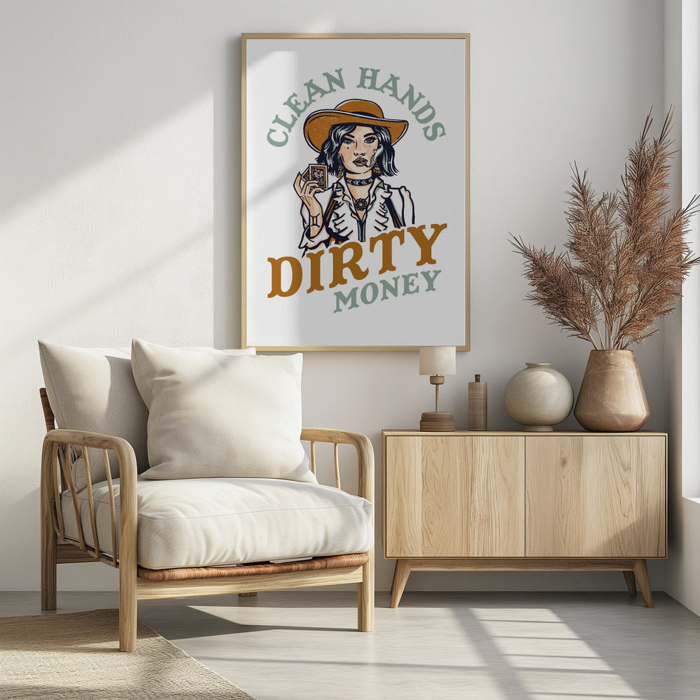 Clean Hands Dirty Money Poker Cowgirl | Poster