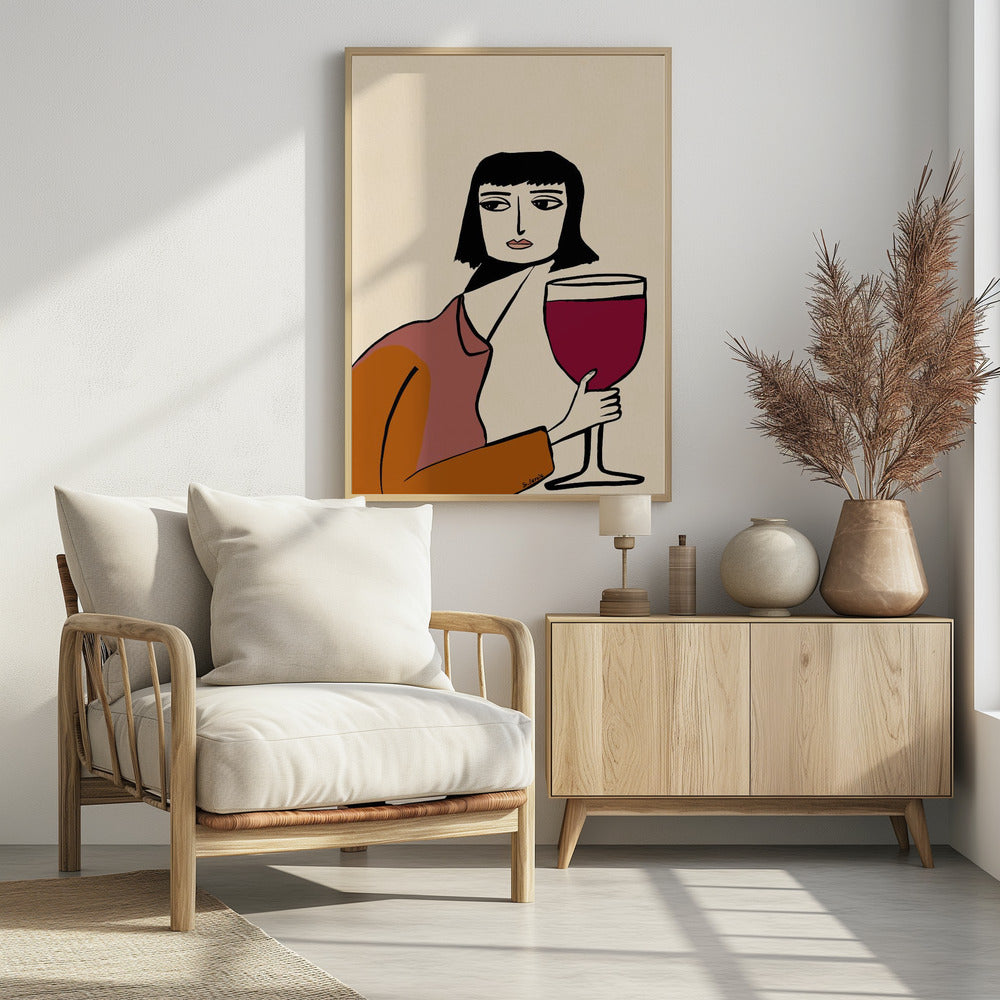 Dame trinkt Wein | Poster