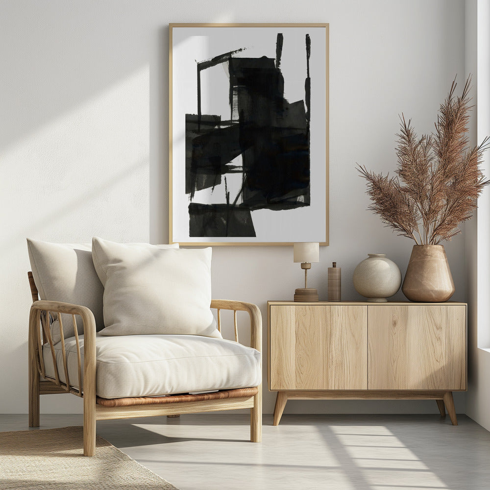 Abstrakte Komposition in Schwarzweiß Nr. 4 | Poster