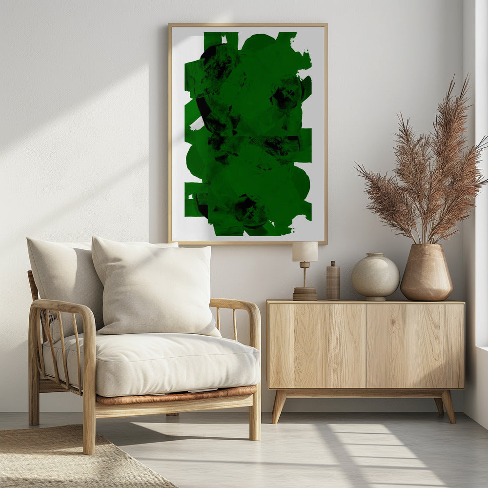 Abstrakte Komposition in Grün und Schwarz Nr. 1 | Poster