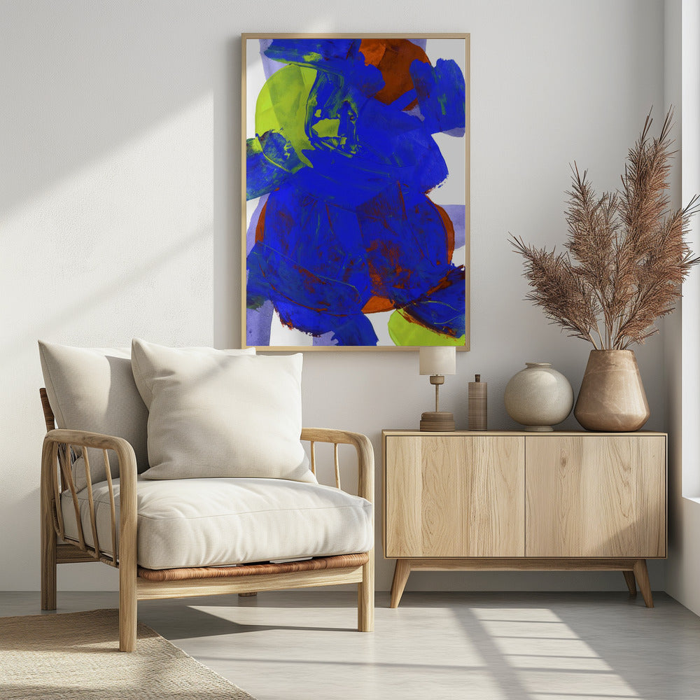 Kobaltblau Lila Gelb Chartreuse Orange Neutral Weiß Abstrakt 1 | Poster