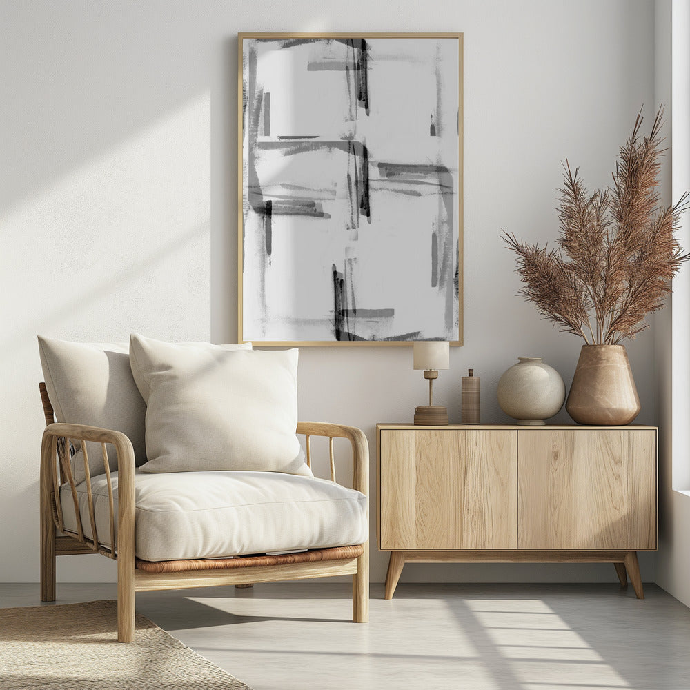 Minimalistisches Schwarz-Weiß-Abstrakt 2 | Poster