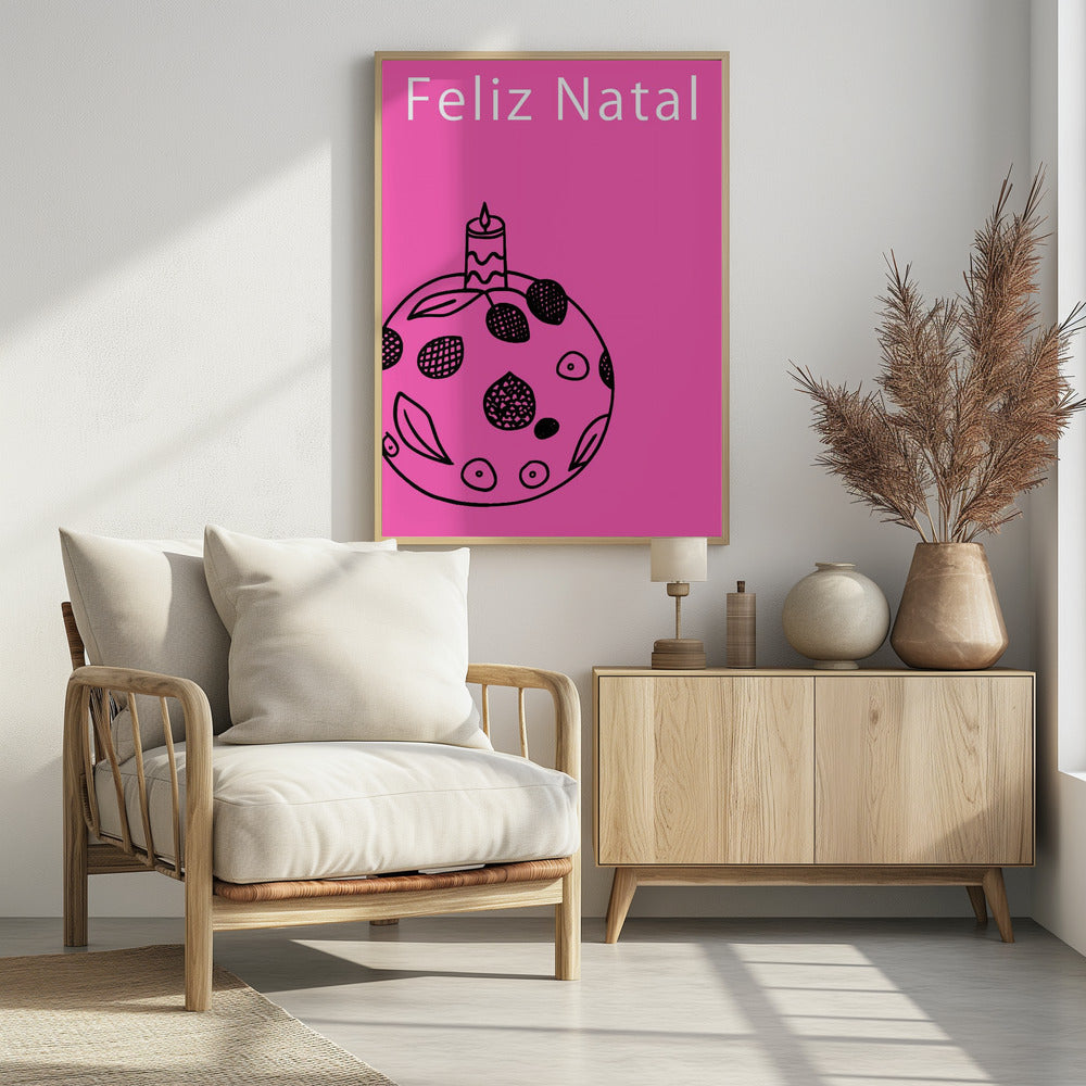 Schleifen und Kugeln: Feliz Natal Weihnachten | Poster