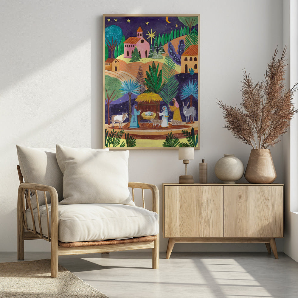 Weihnachtskrippe Sternennacht | Poster