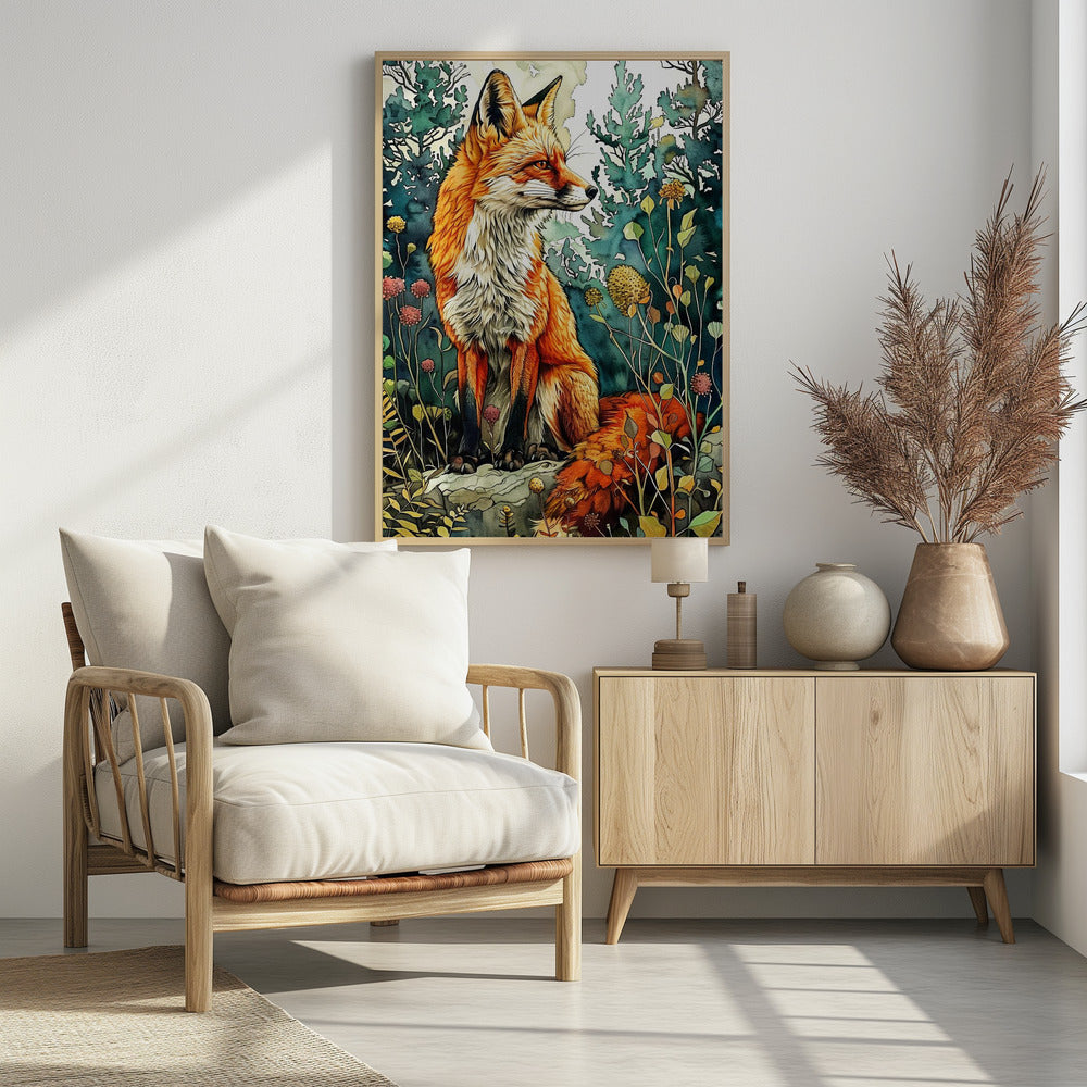 Tier Aquarell Kunst Fuchs 13 | Poster