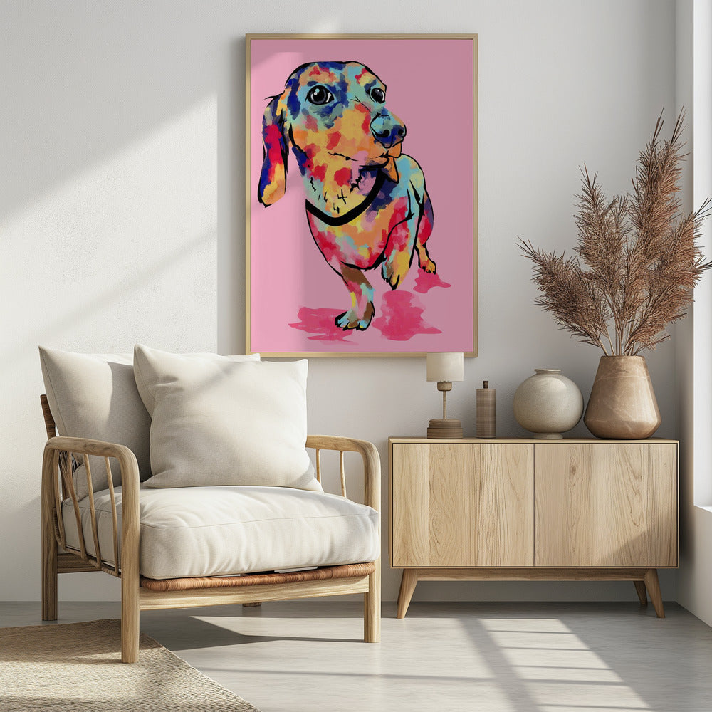 Regenbogenwelpe, süßer und bunter Hund | Poster