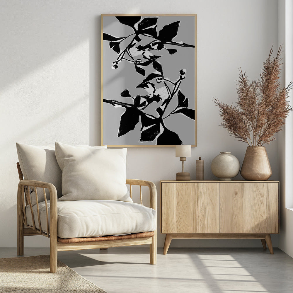 Schwarze Blumensilhouette 1 | Poster