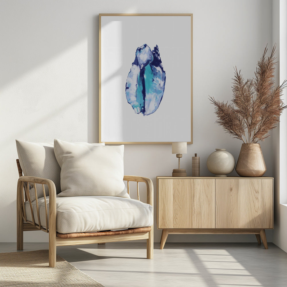 Blaue Muschel auf weißem Hintergrund Nr. 5 | Poster