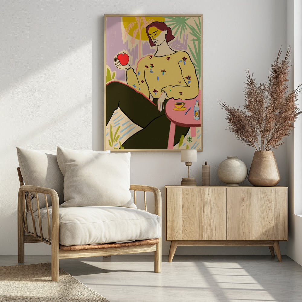 Frau mit Apfel | Poster