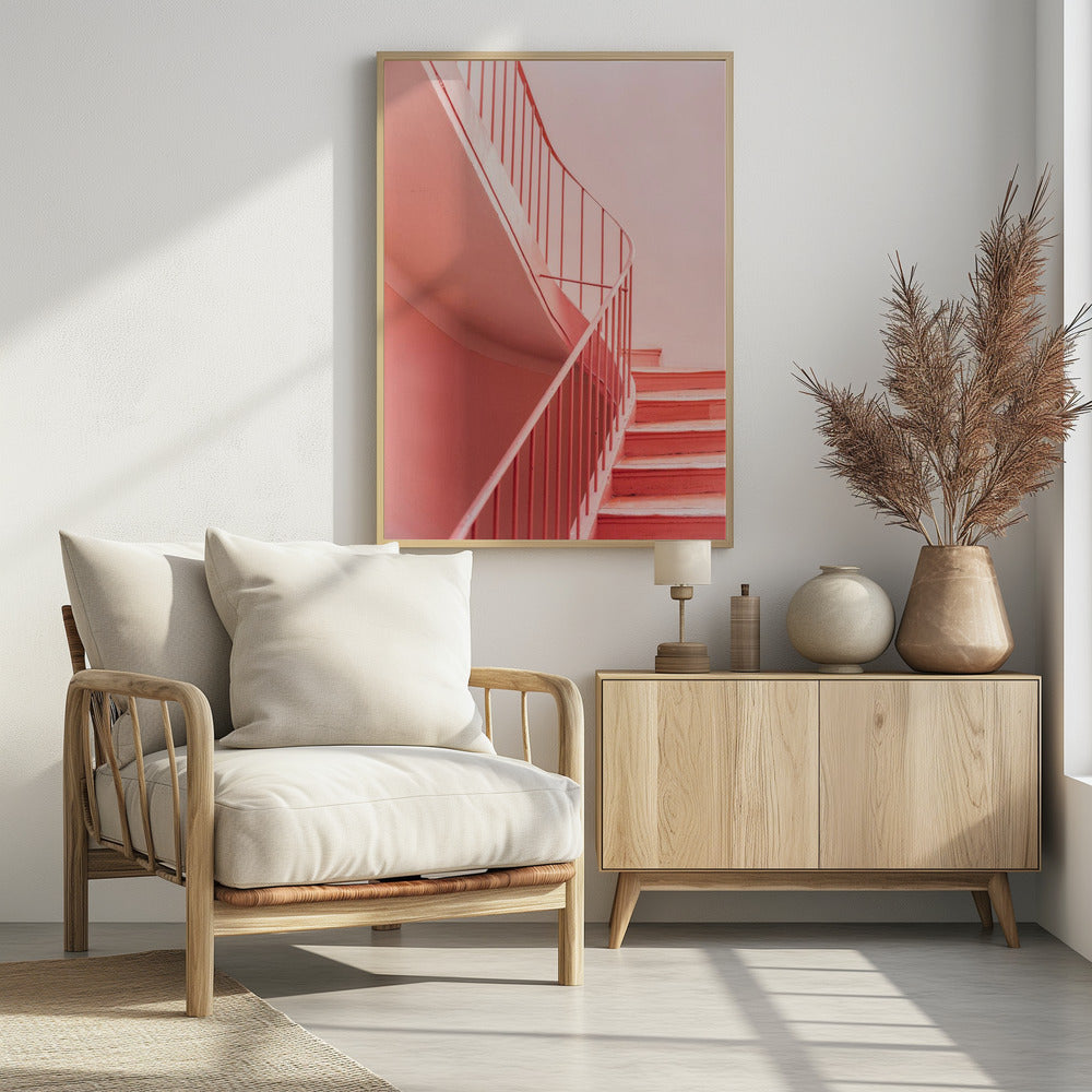 Pink Steps Cannes | Architektonischer Minimalismus | Poster