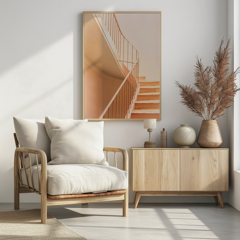 Orangefarbene Stufen | Architektonischer Minimalismus | Poster