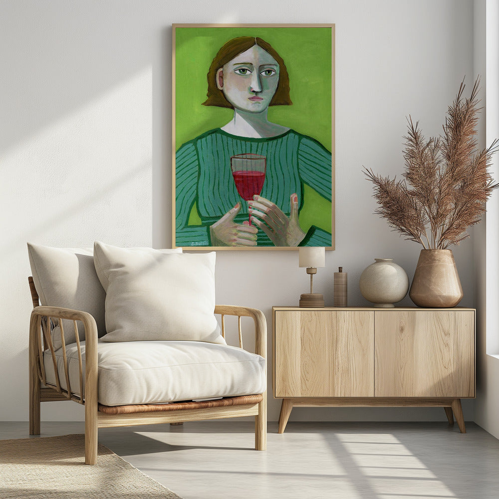 Dame mit Rotwein | Poster