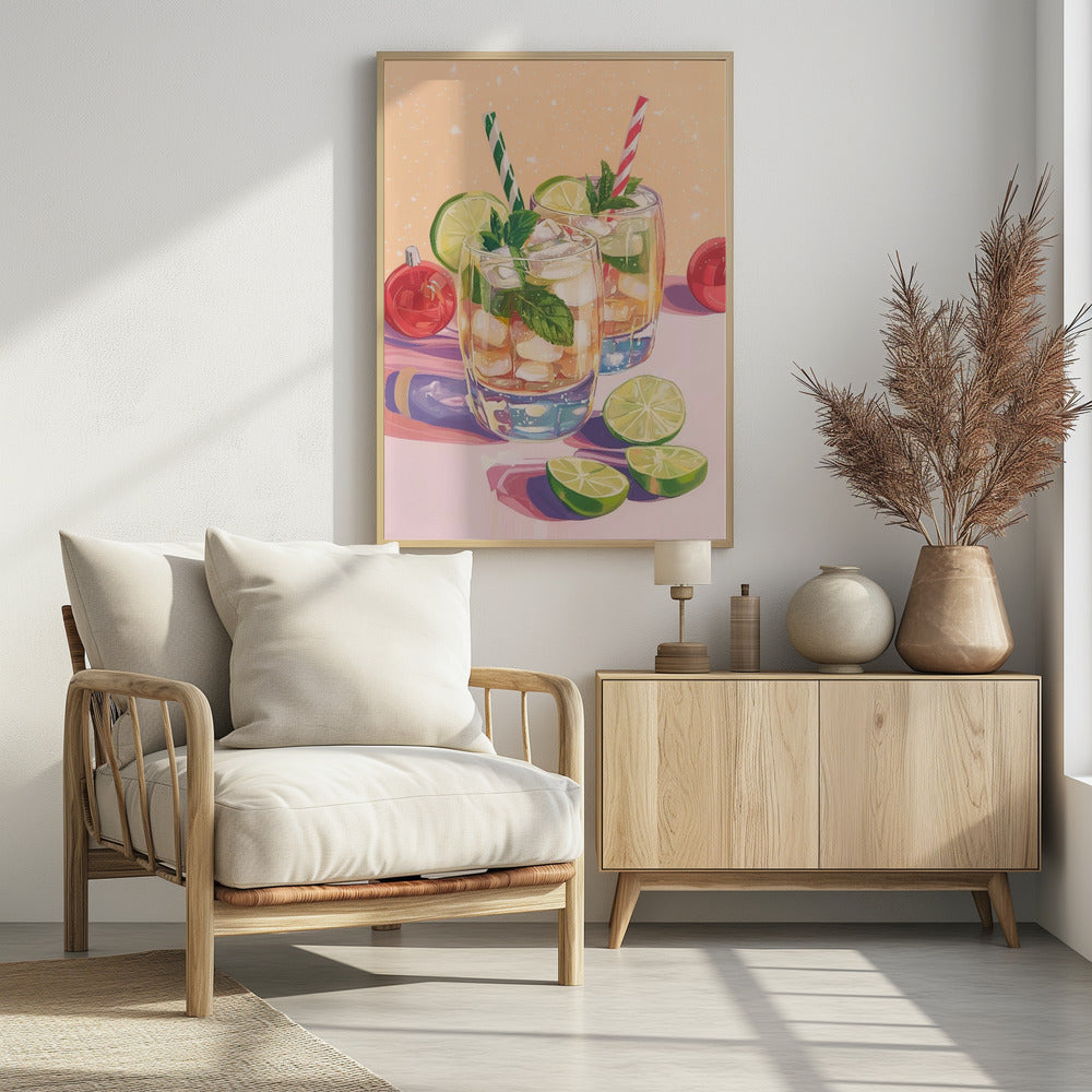 Mojito Sommercocktails mit Limette und Minze | Poster