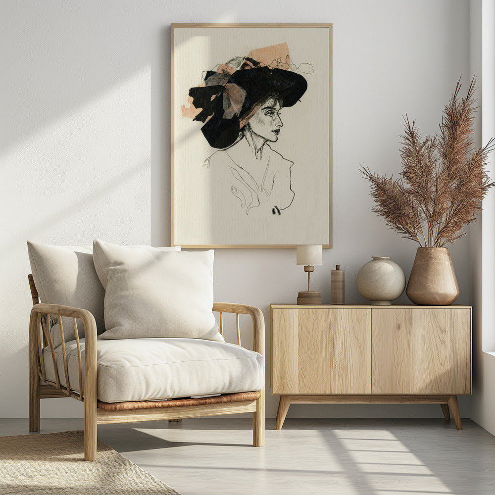 Frau mit großem Hut | Poster