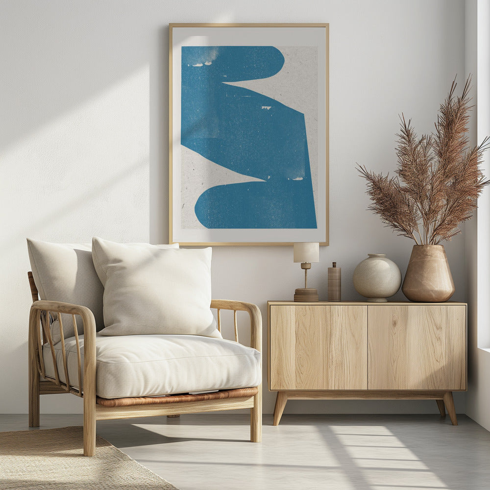 Blaue abstrakte Kurve | Poster