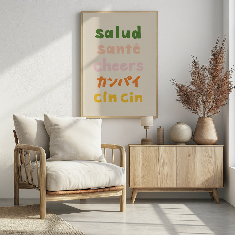 Prost Typografie - Salud Santé Prost Kanpai Cin cin | Poster