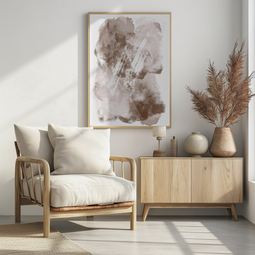 Abstraktes Kunstwerk in sanften Beige- und Brauntönen | Poster
