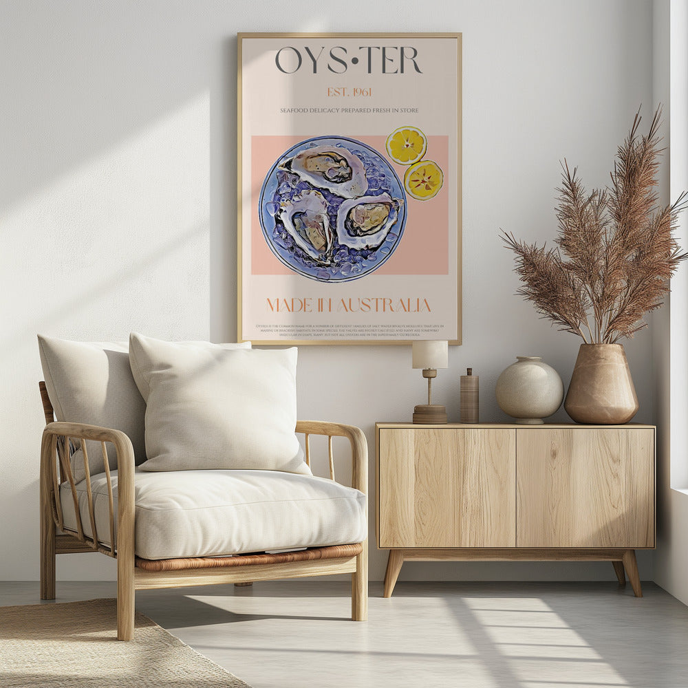 Fresh Oysters with Lemon Slices | Poster