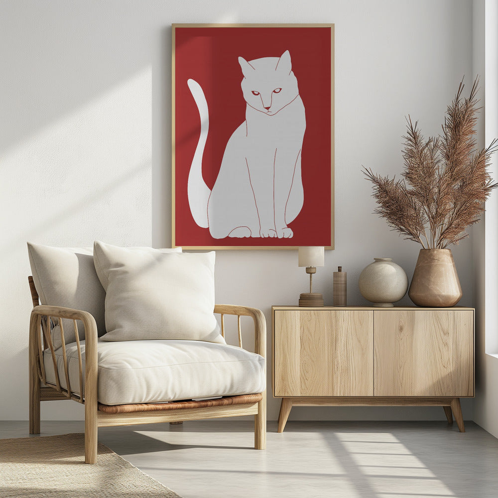 Weiße und rote Katze | Poster