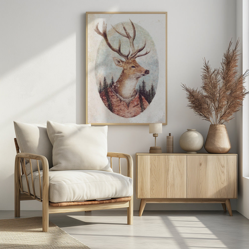 Hirsch im rustikalen Outfit | Poster