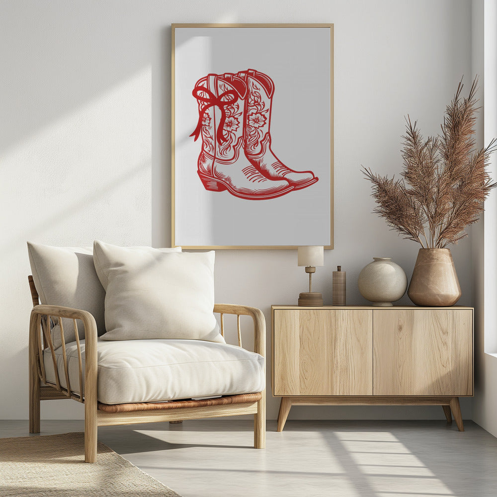 Rote Cowgirlstiefel mit Schleife | Poster