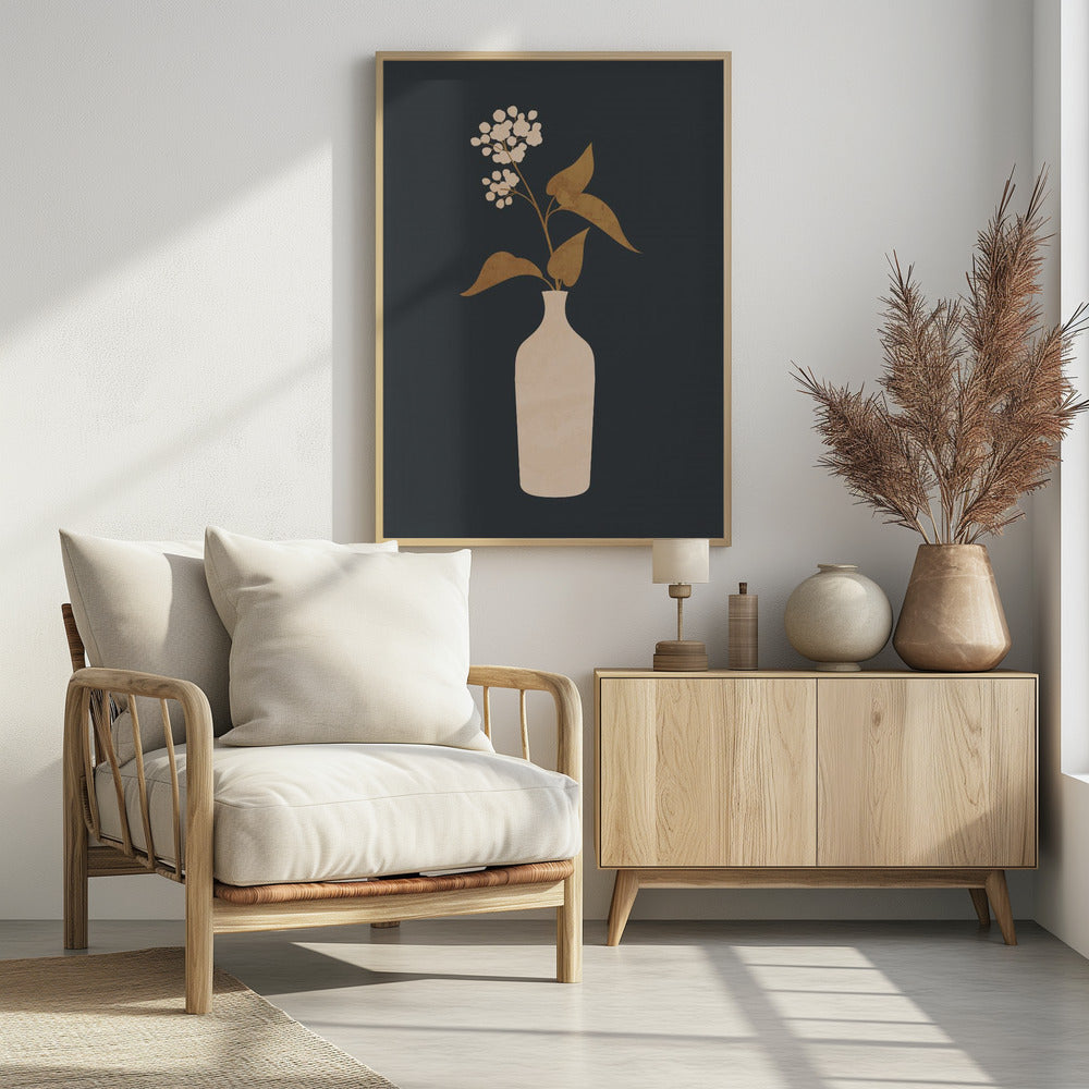 Minimalistische abstrakte Kunstvase mit Blumen | Poster