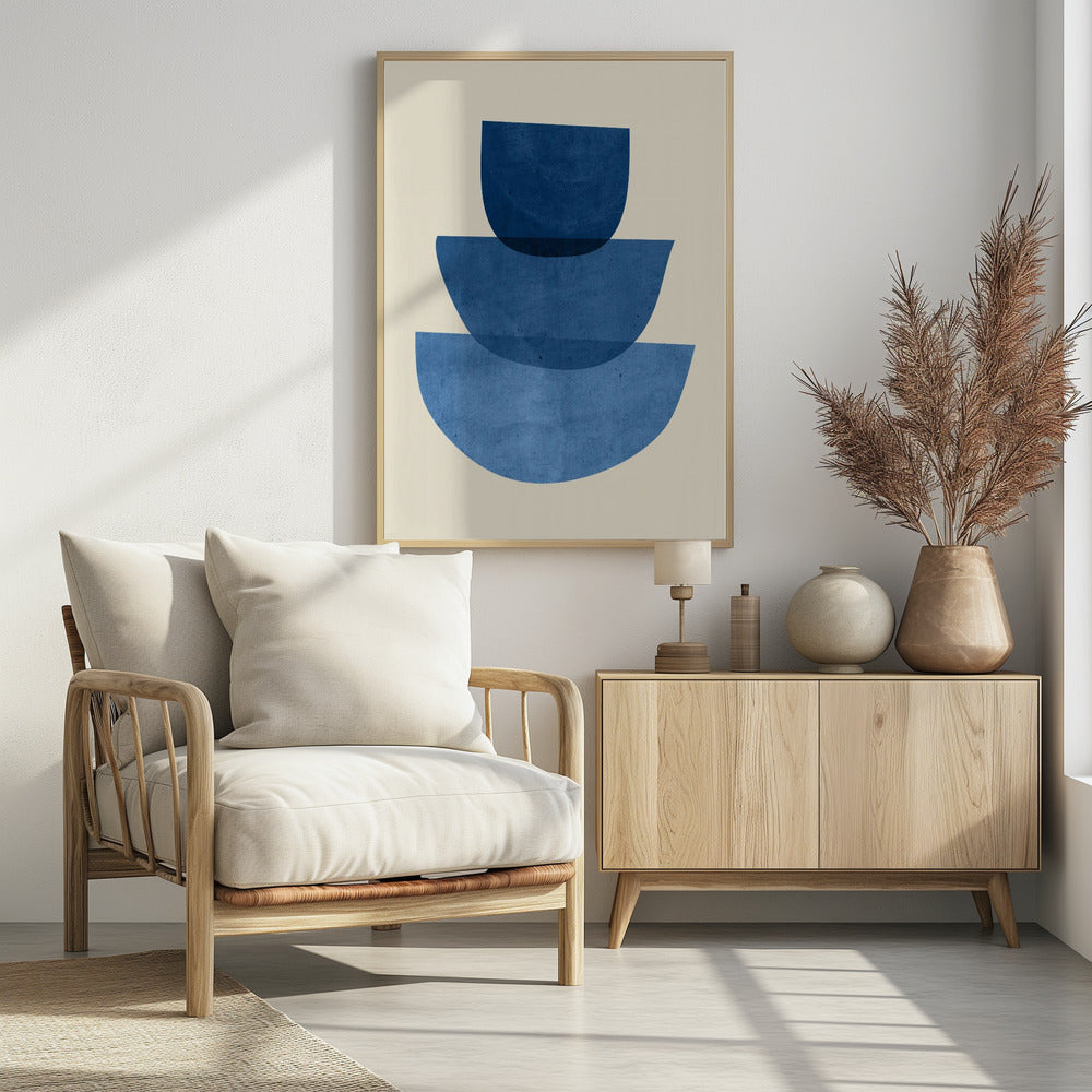 Geometrische abstrakte Formen Blau | Poster